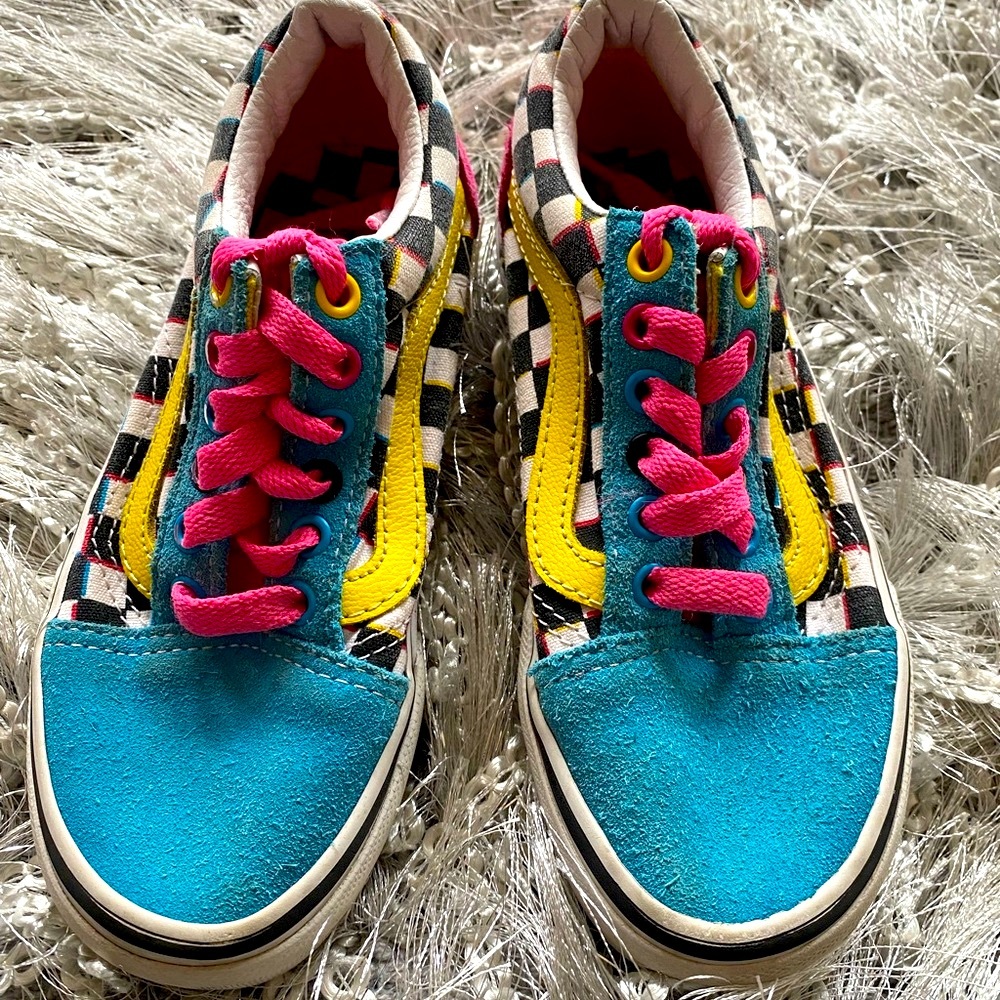 Vans Kids Colorblock Checkboard Sneakers Sz 13